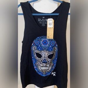 Bum Equipment Black and Blue Graphic Tank Top